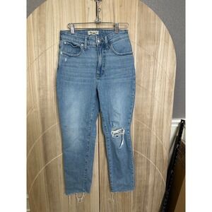 Madewell The Curvy Perfect Vintage Jean Light Wash Distressed Raw Hem Size 27‎